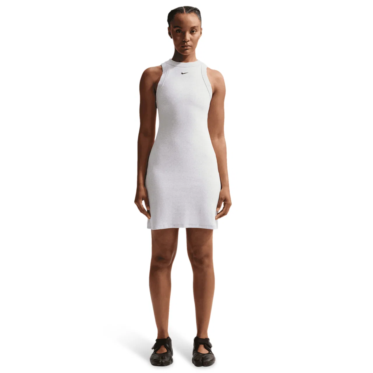Женское платье Chill Knit Rib Tank Nike, цвет Birch Heather/Black — фото 4