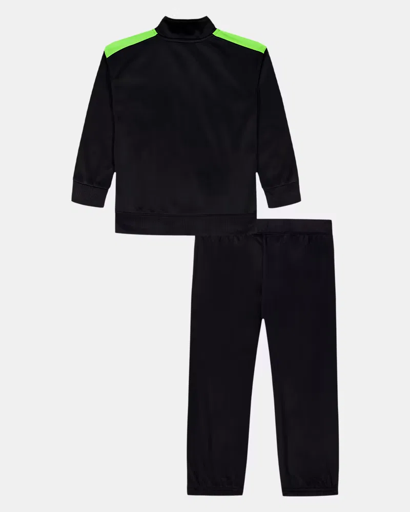 Спортивный костюм детский с начесом, куртка и штаны, UA Colorblock UnderArmour, Black/Hyper Green — фото 2