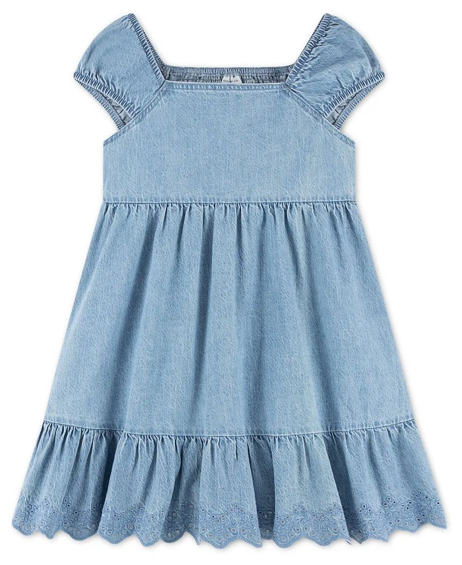 Платье джинсовое с принтом Smocked Denim abercrombie kids, Light Pastle Blue