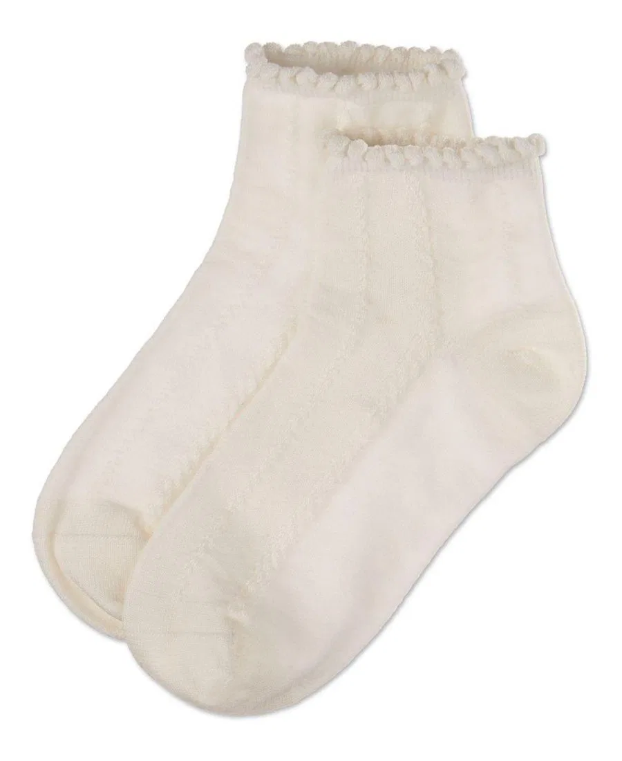 Детские носки-следки с вязаным узором MeMoi, Winter White — фото 3