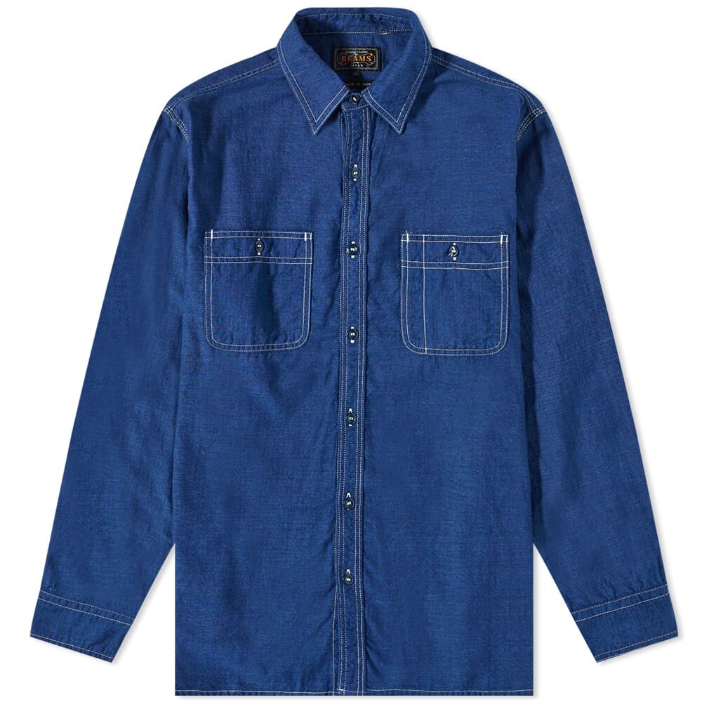 

Рубашка Beams Plus WORK Indigo Chambray Shirt