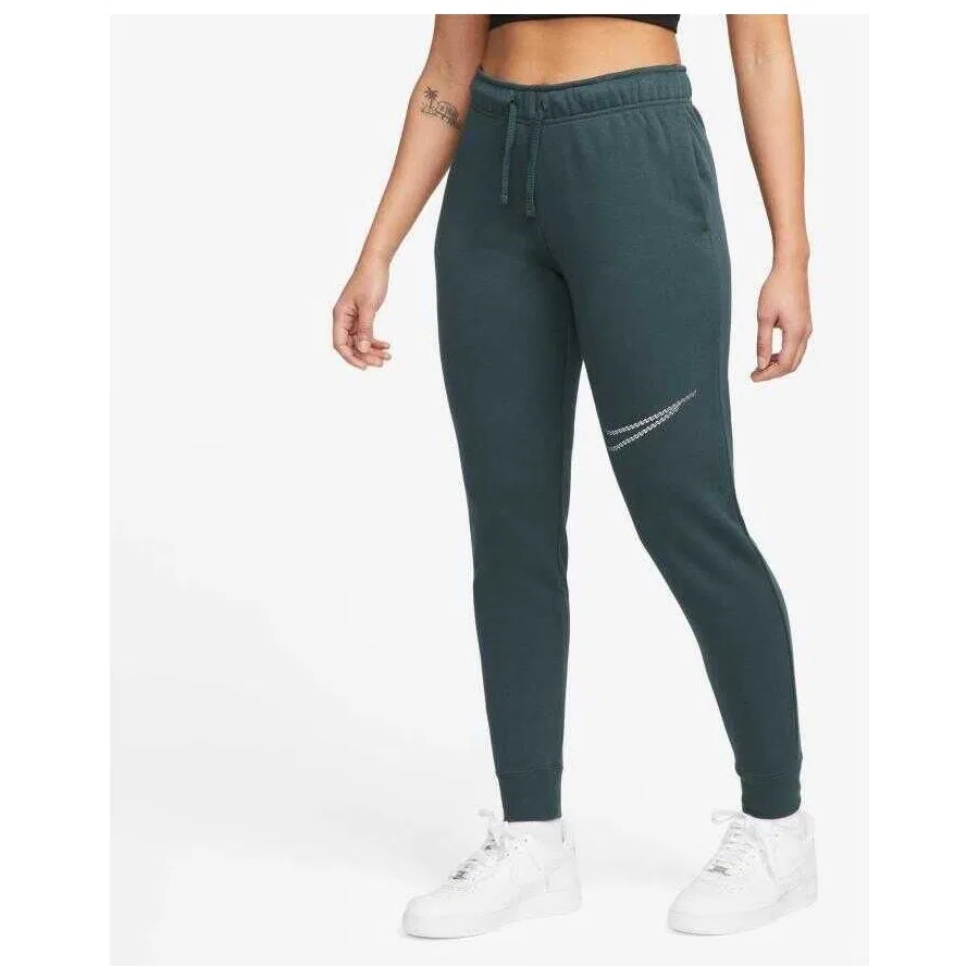 Женские спортивные штаны с принтом Swoosh Nike Sportswear Club Fleece Shine, Зеленый — фото 3