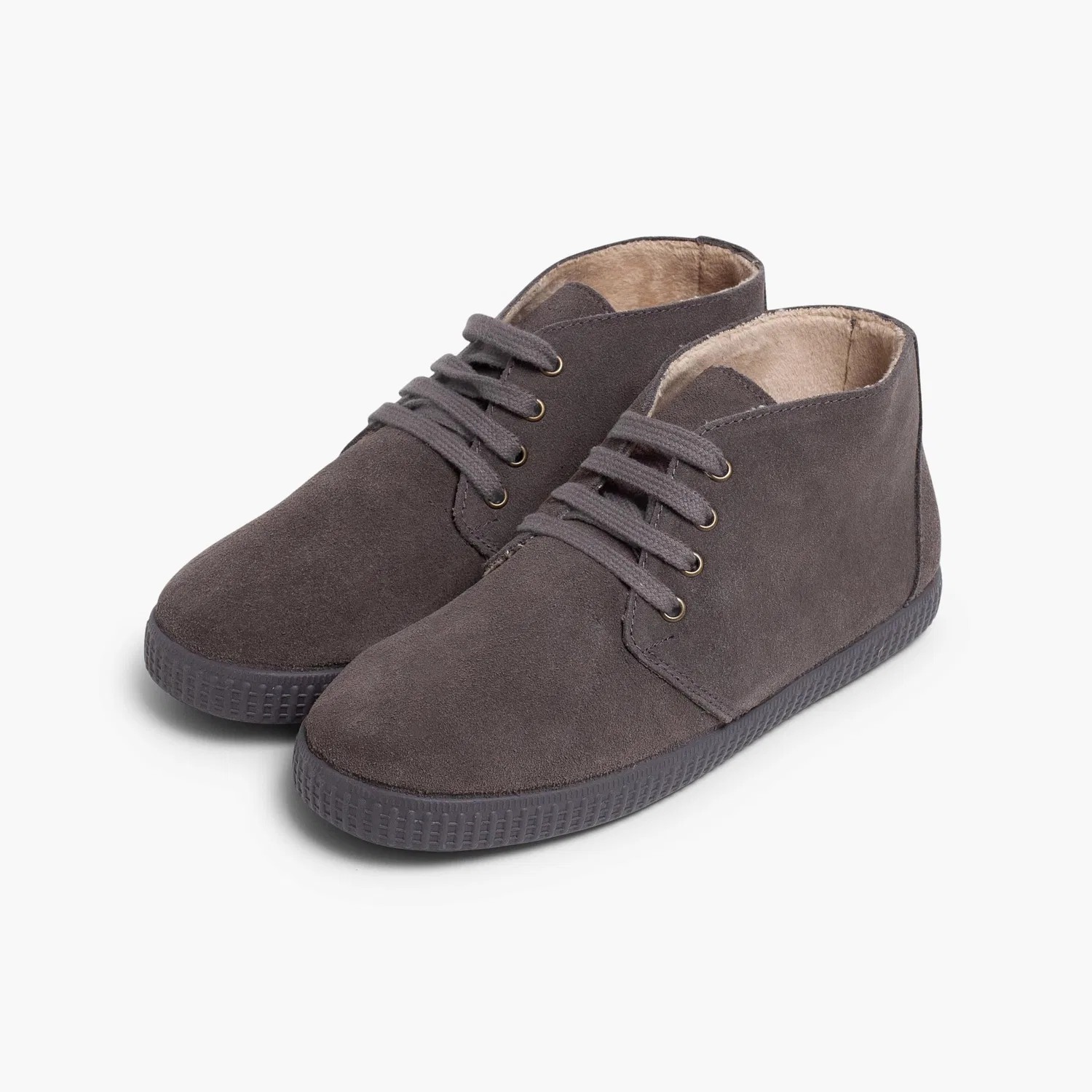 Детские ботинки на меху с моделью Pisamonas Fur Lace-up Shoes Pisamonas, Grey — фото 4