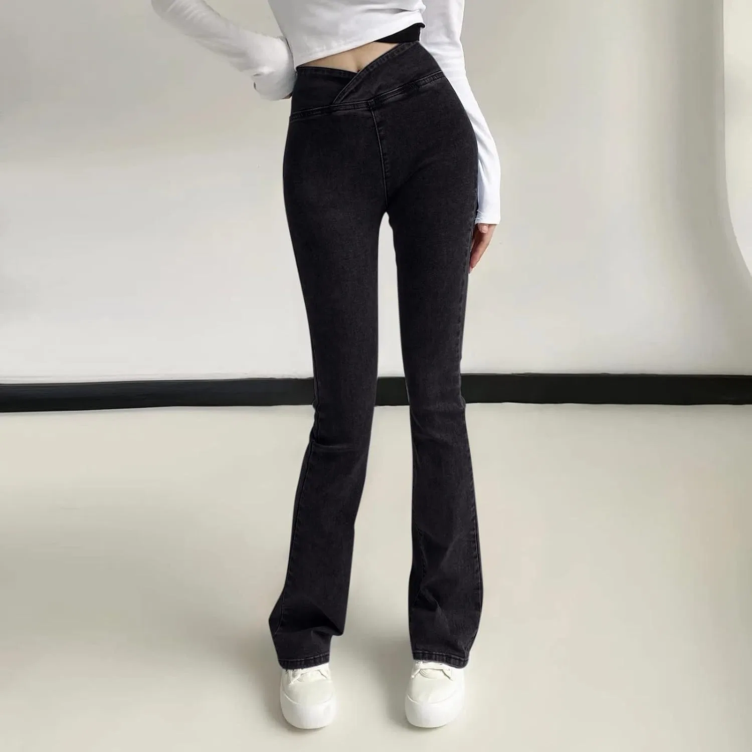Женские джинсы с высокой посадкой, модель Trendy Waist, чёрный — фото 3