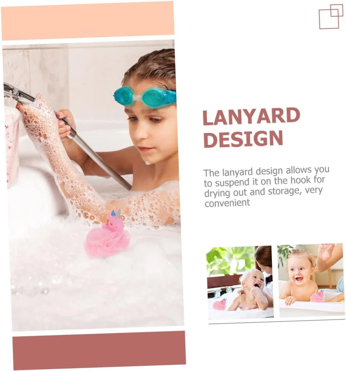 Мочалка для душа Unicorn Bath Ball, 9 шт, Minkissy, Розовый — фото 3