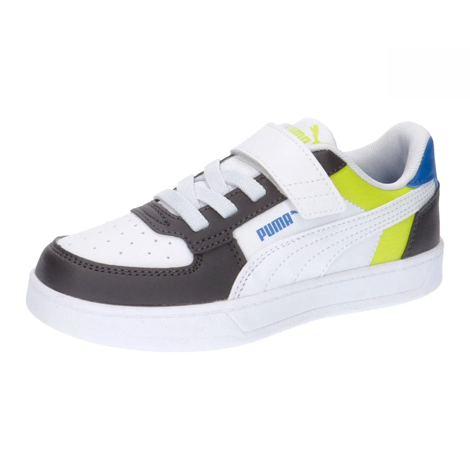 Детские кроссовки для мальчиков с липучкой Caven Velcro Pre-school PUMA, 2 0 Block White Dark Coal Lime Smash Team Royal