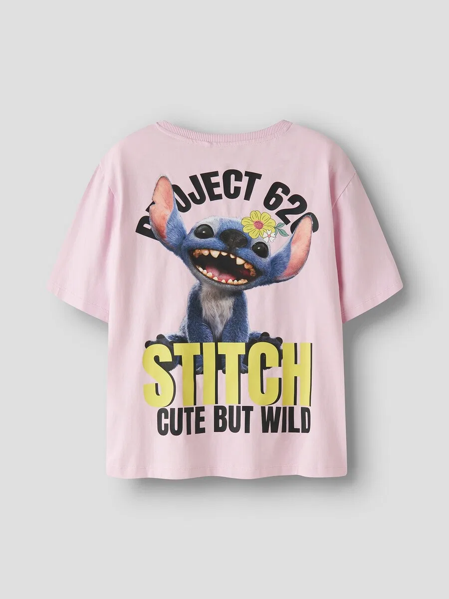Футболка NAME IT 'NKFJYNIN STITCH' нежно-розового цвета — фото 2