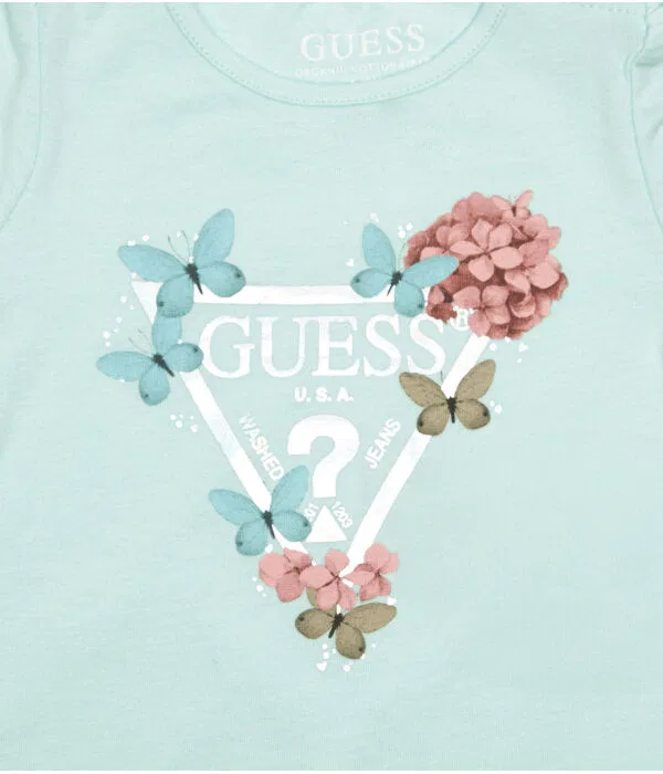 Детская футболка для девочек хлопковая T-Shirt Guess, Azzurro — фото 3