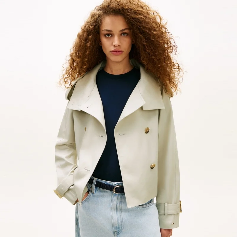 Женский короткий тренч Tommy Hilfiger Water Repellent, светло-песочный