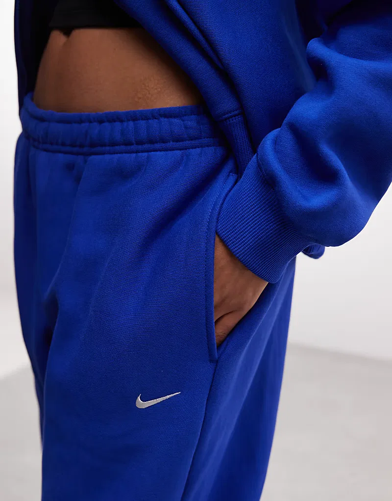 Спортивные брюки Nike Studio Fleece из плотной флиса оверсайз, синий — фото 3