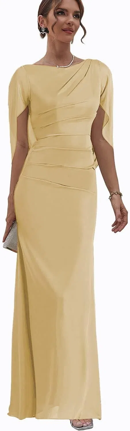 Женское вечернее платье с капюшоном-рукавом фасона русалка Chiffon, Gold