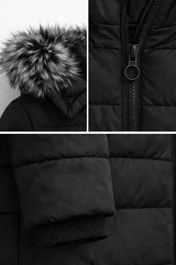 Детское зимнее пальто-пуховик с капюшоном Regos, Black — фото 3
