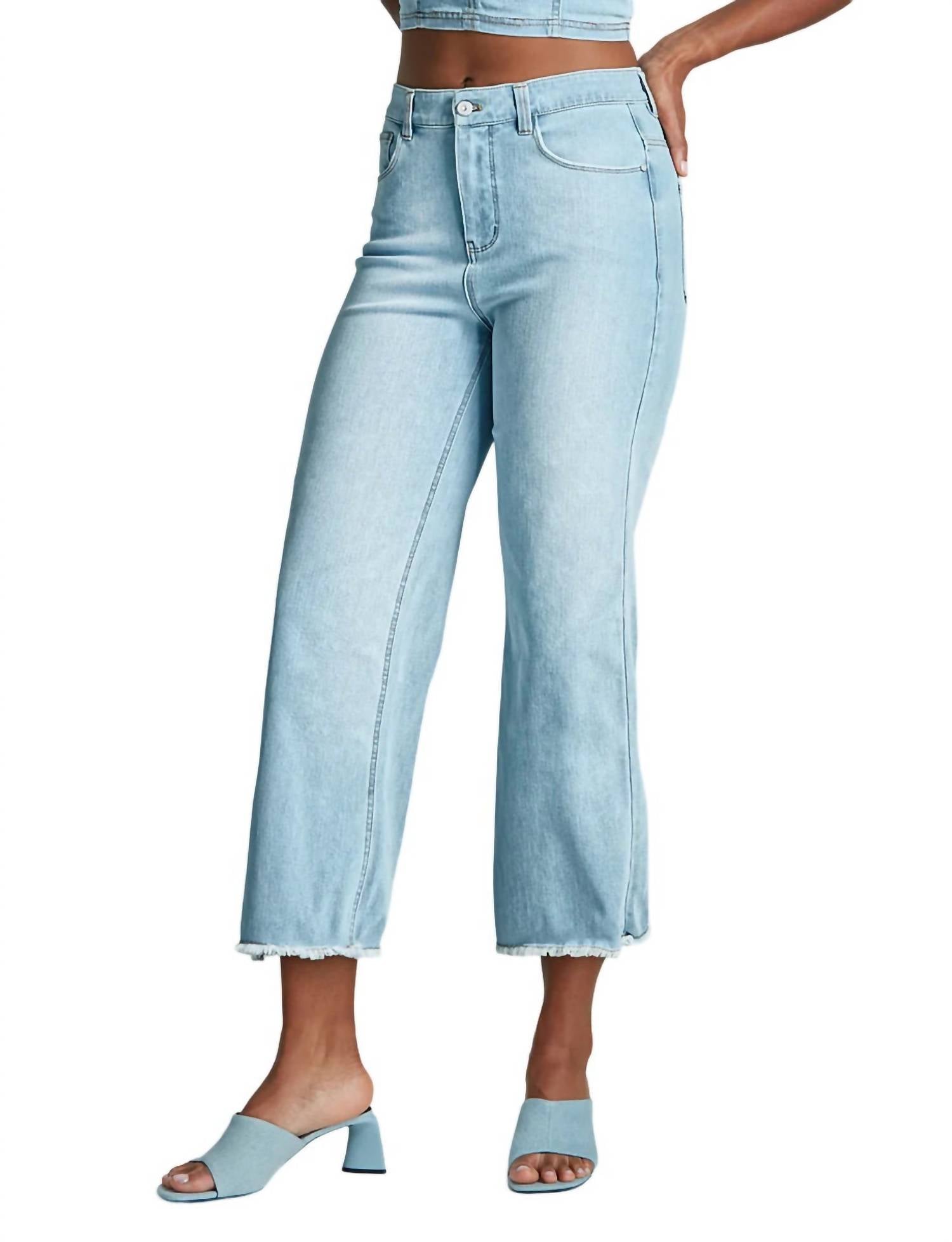

Укороченные джинсы Do It All Denim с высокой талией и широкими штанинами цвета стираный индиго Commando