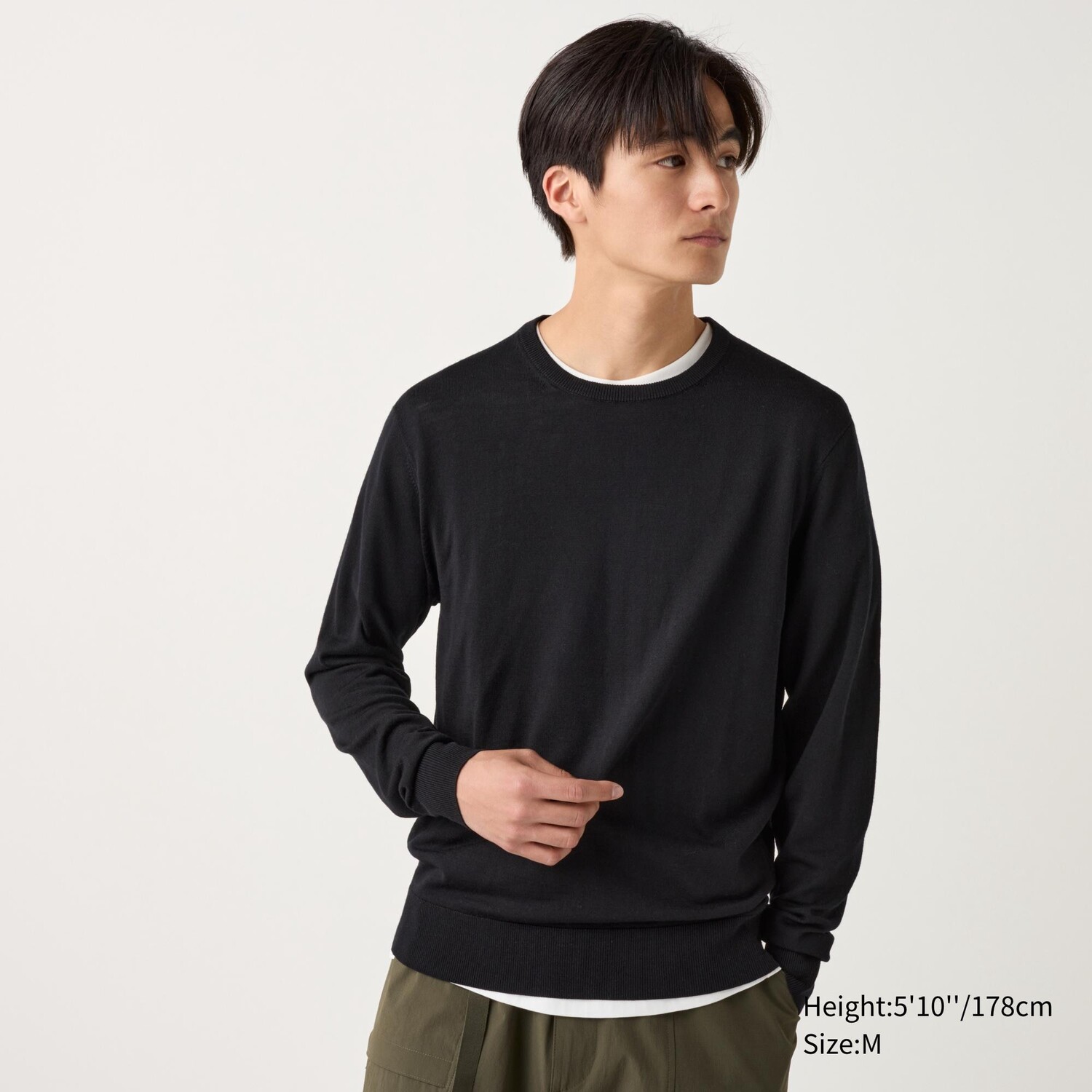 

Джемпер из 100% очень тонкой шерсти мериноса с круглым вырезом UNIQLO, черный