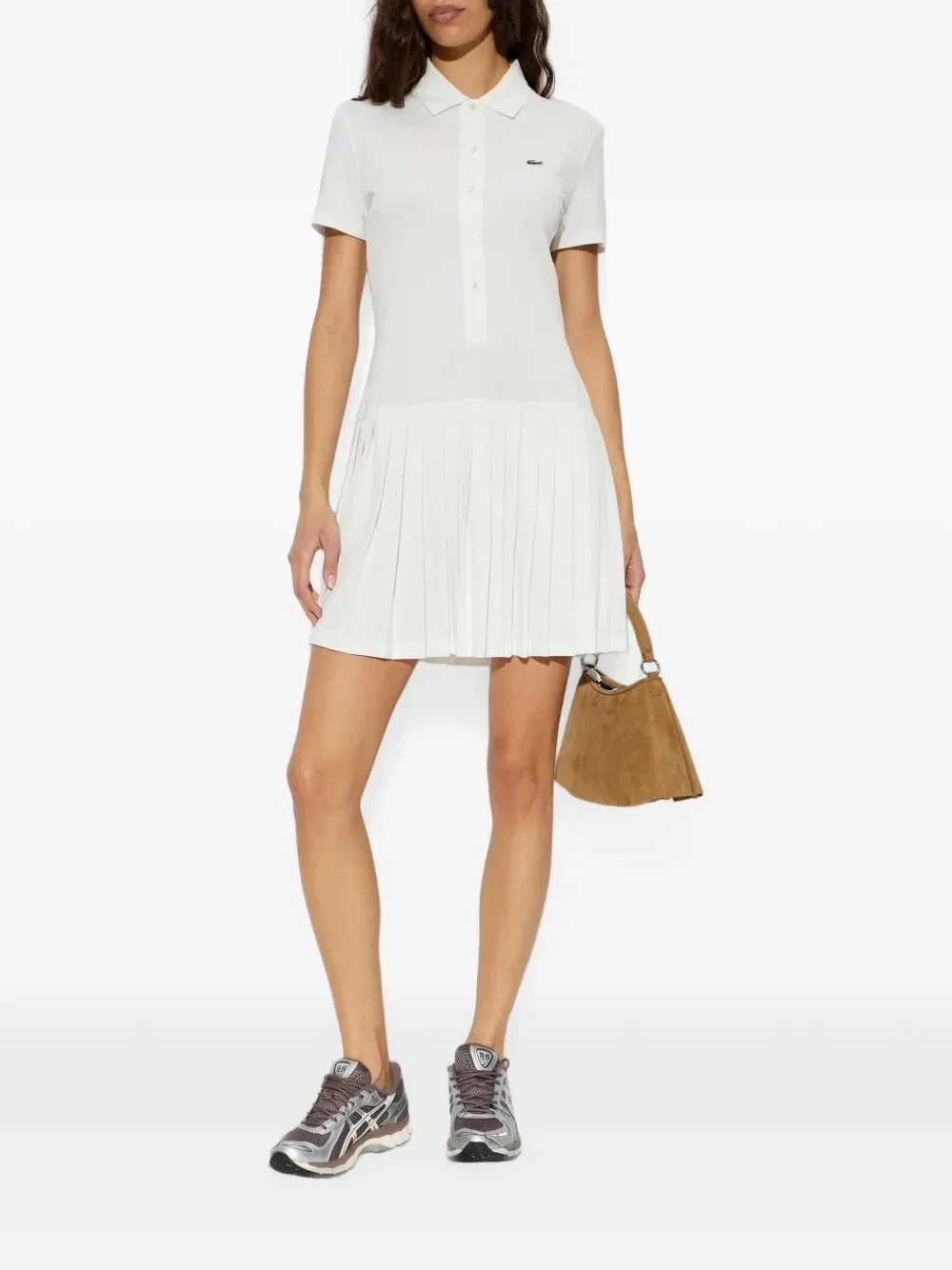 Мини-платье-поло с плиссированной юбкой Lacoste, белый — фото 2