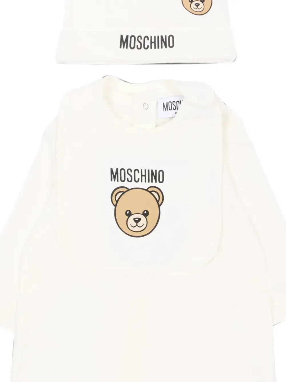 Комплект с логотипом в виде медведя Тедди Moschino Kids, бежевый — фото 4
