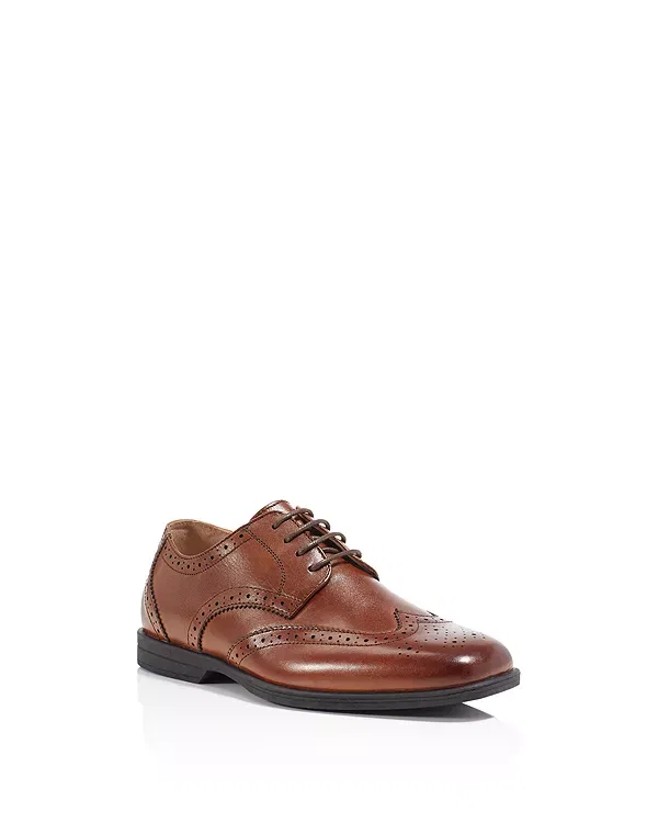 Детские классические туфли для мальчиков с брогированием Reveal Wingtip Junior Florsheim Kids, Cognac