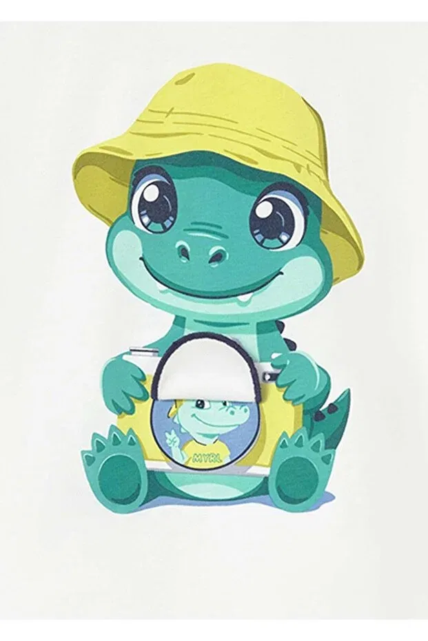 Детская футболка для мальчиков с принтом Summer baby boy printed tshirt Mayoral, Ecru — фото 4