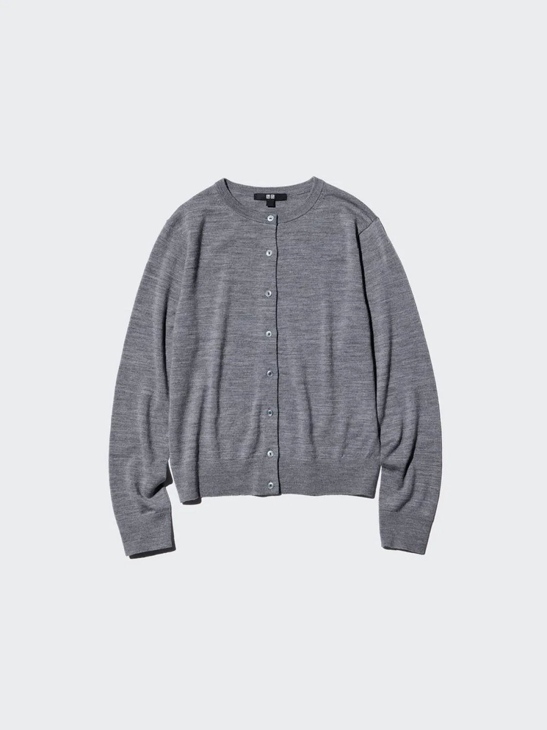 Кардиган из мериносовой шерсти с длинным рукавом Uniqlo, серый