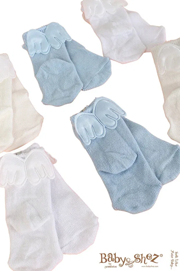 Детские носки для новорожденных хлопковые Angel Wings Baby Shez, Blue — фото 3
