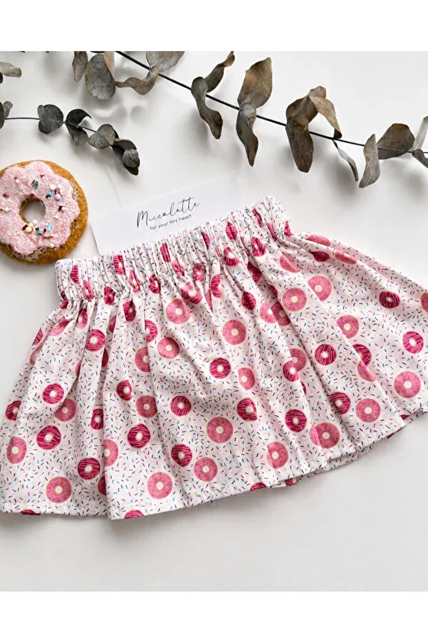 Детская юбка для девочек хлопковая с принтом Miccolatte For You Tiny Heart, Donut — фото 2