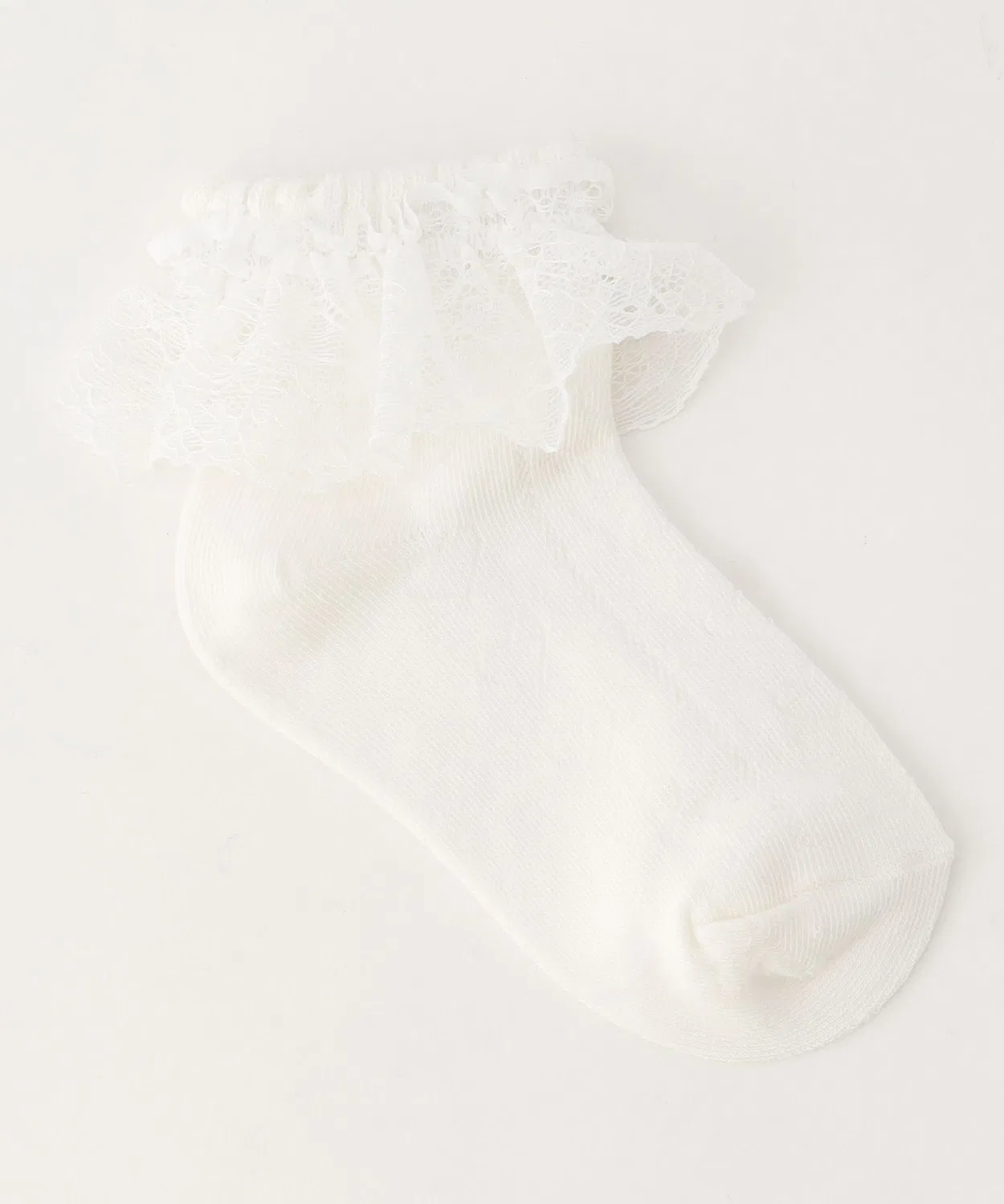 Детские носки с рюшами и кружевом, модель Frill Lace Short Socks ANY, White