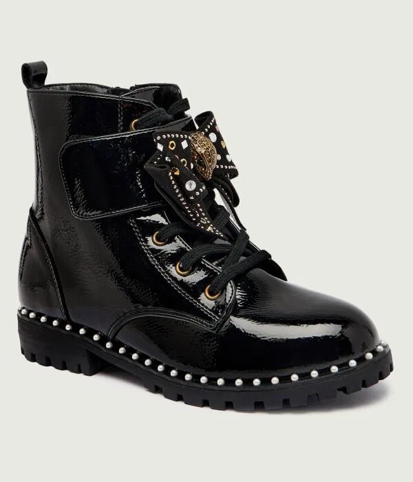 Детские ботинки из кожи Kensington Strap Bow Kurt Geiger, черный