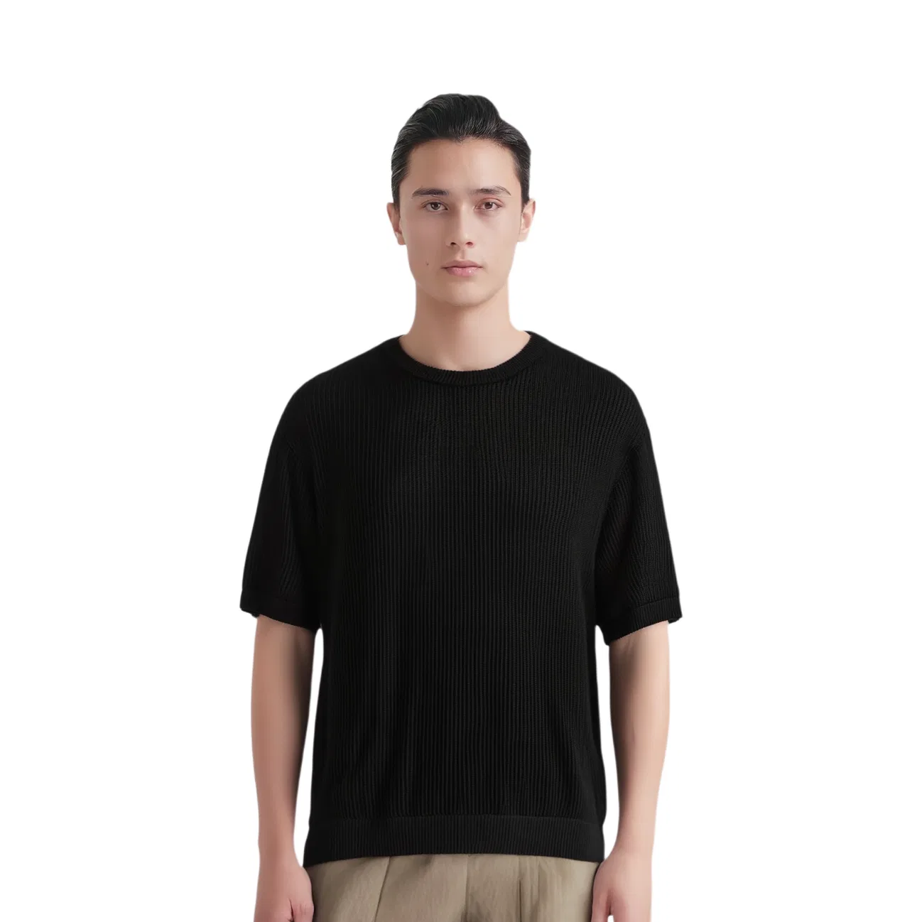 Мужская футболка с круглым вырезом Black ZARA, Black — фото 4