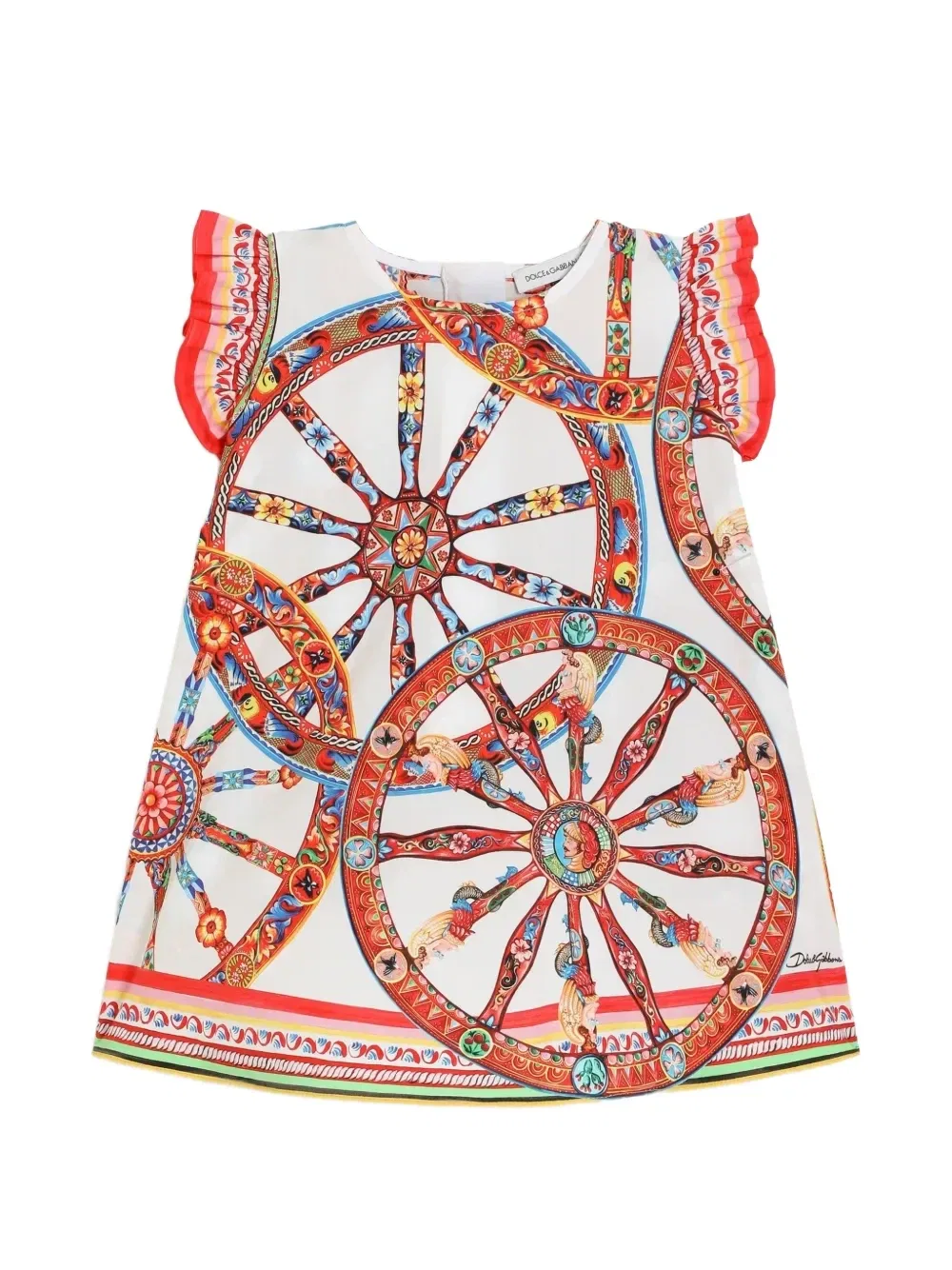 Поплиновое платье с принтом Carretto Dolce & Gabbana Kids, белый