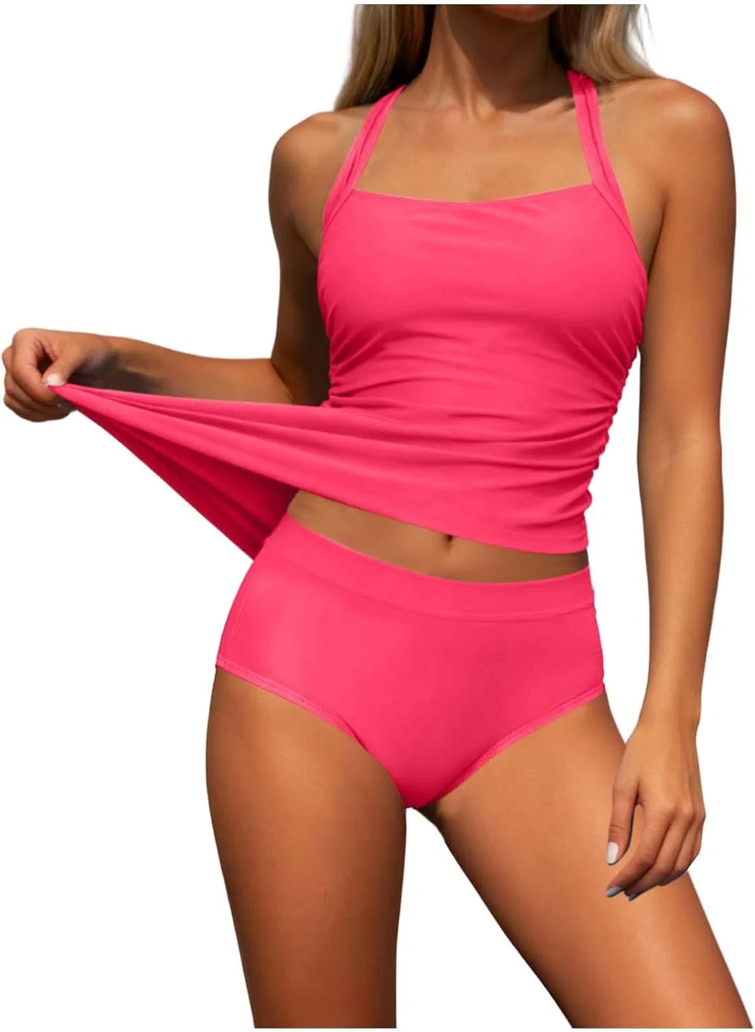 Женский слитный купальник с длинным рукавом Seamless, Hot Pink