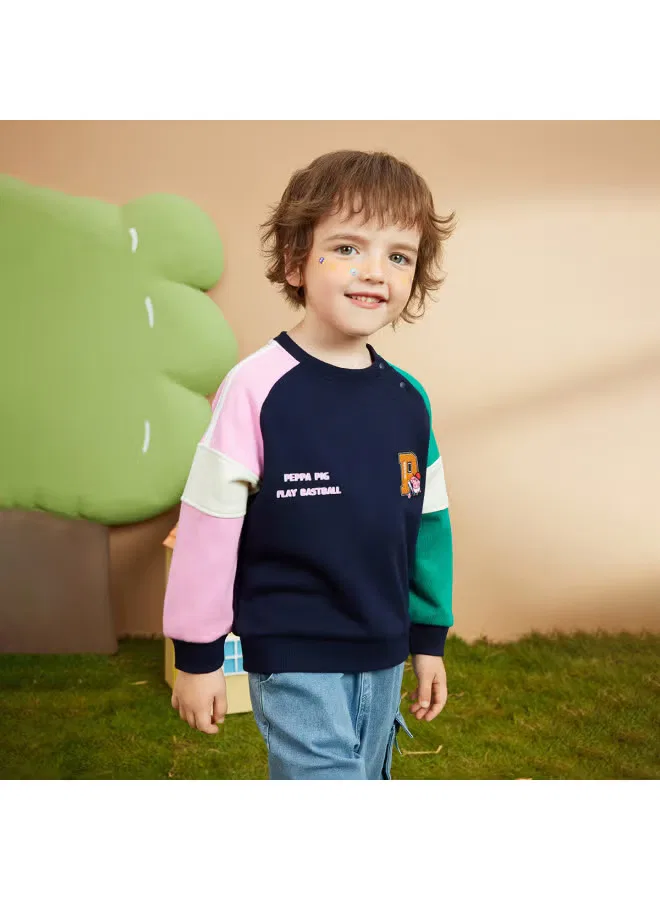 Худи с контрастными рукавами Peppa Pig, темно-синий — фото 3
