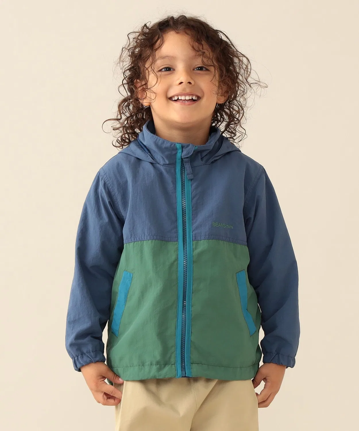 Детский блузон из нейлона с капюшоном, модель 2026FW BEAMS mini, Blue