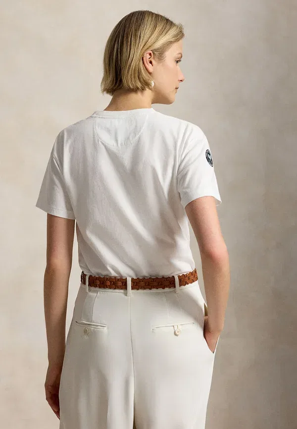 Футболка хлопковая Wimbledon polo bear jersey tee Polo Ralph Lauren, белый — фото 3