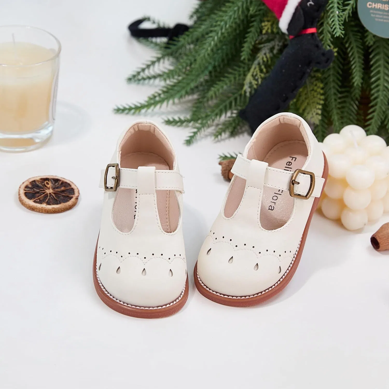 Детские туфли-оксфорды для девочек Mary Jane Felix & Flora, Beige — фото 3