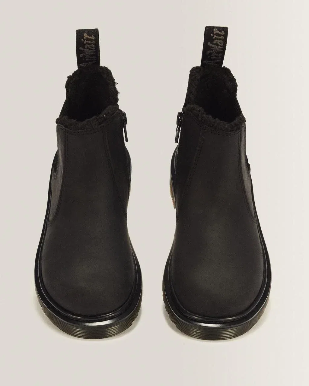 Детские ботинки Chelsea с искусственным мехом Dr. Martens 2976 Black — фото 2