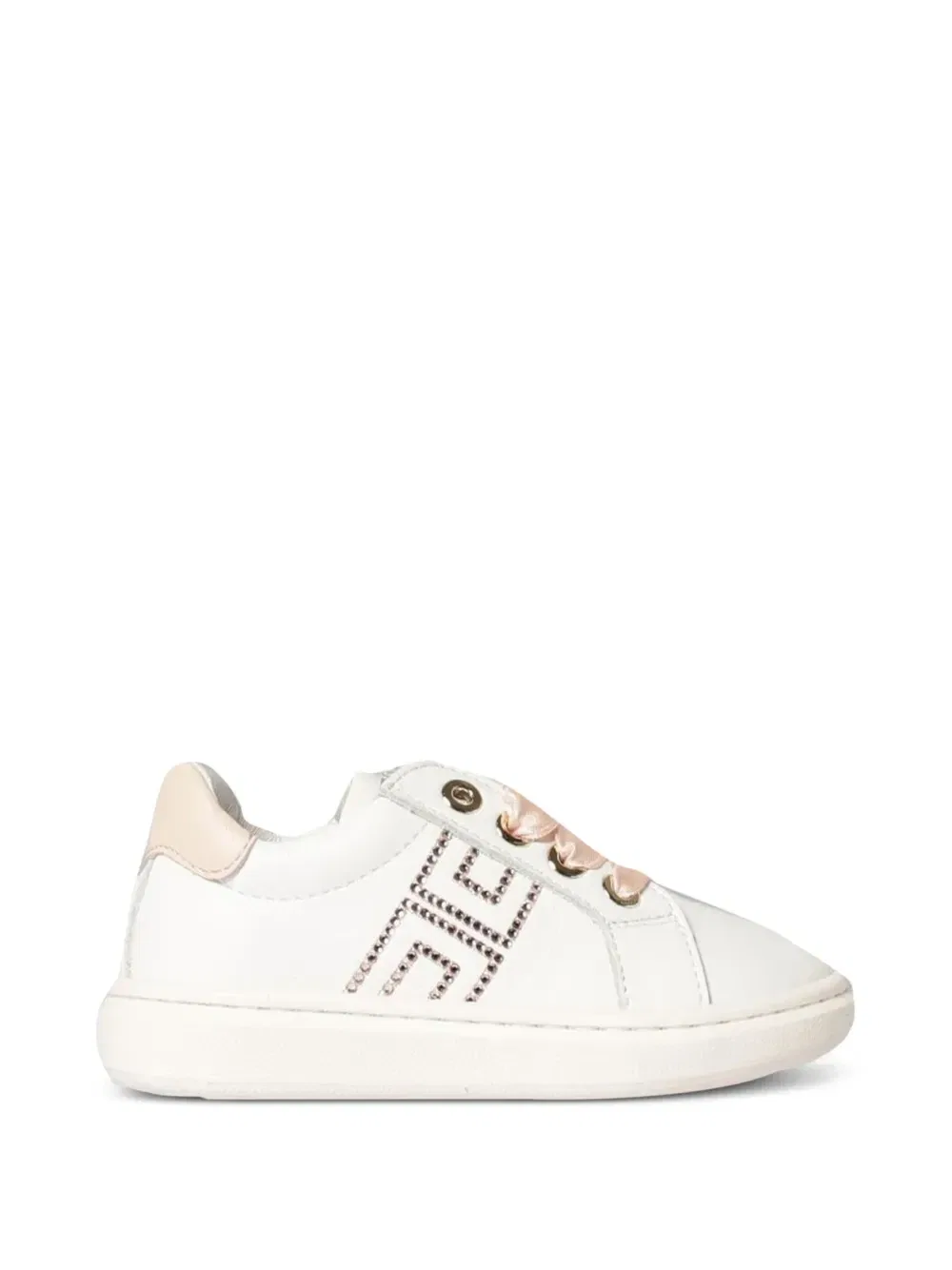 Кожаные кроссовки с логотипом Elisabetta Franchi Kids, белый