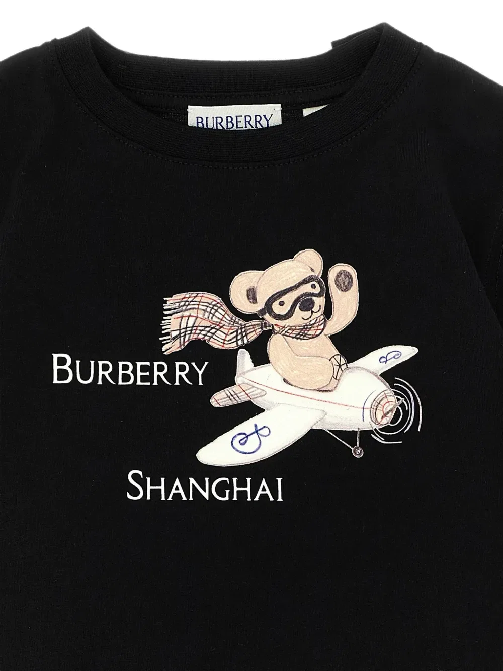 Хлопковая футболка с медведем Shanghai Bear Burberry Kids, черный — фото 3
