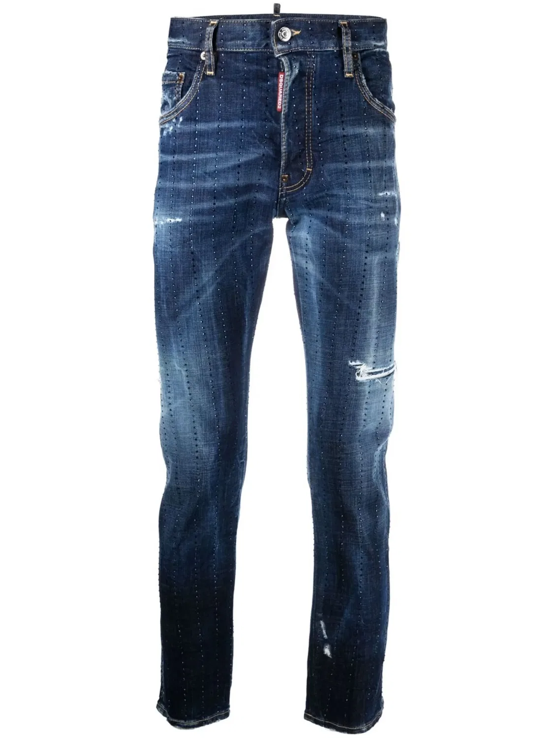 Джинсы с Брошей и Износом DSQUARED2, синий