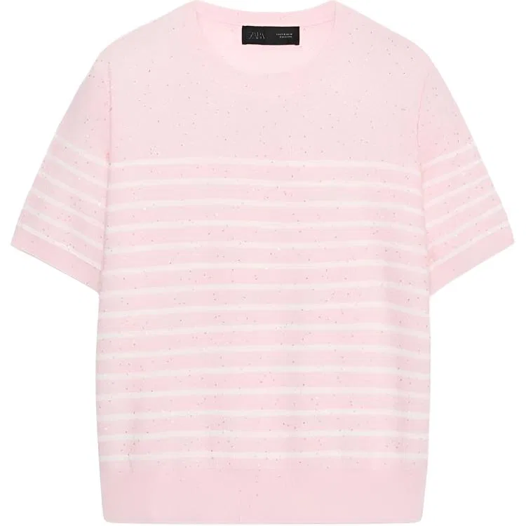 Женский свитер с круглым вырезом Light Pink Red ZARA, Light Pink Red