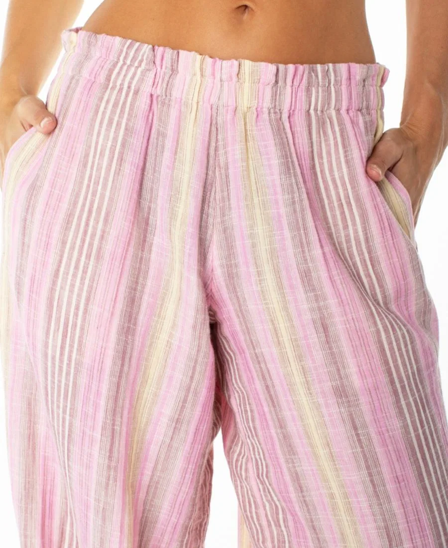Штаны свободного кроя с принтом в полоску Offshore Wide-Leg Roxy, Fuchsia Pink Coastline Stripe — фото 4