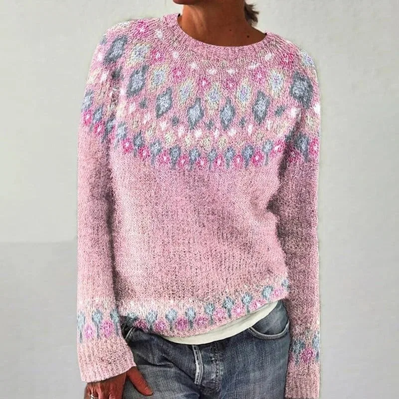 Женский свитер с длинным рукавом Fairisle, Pink — фото 2