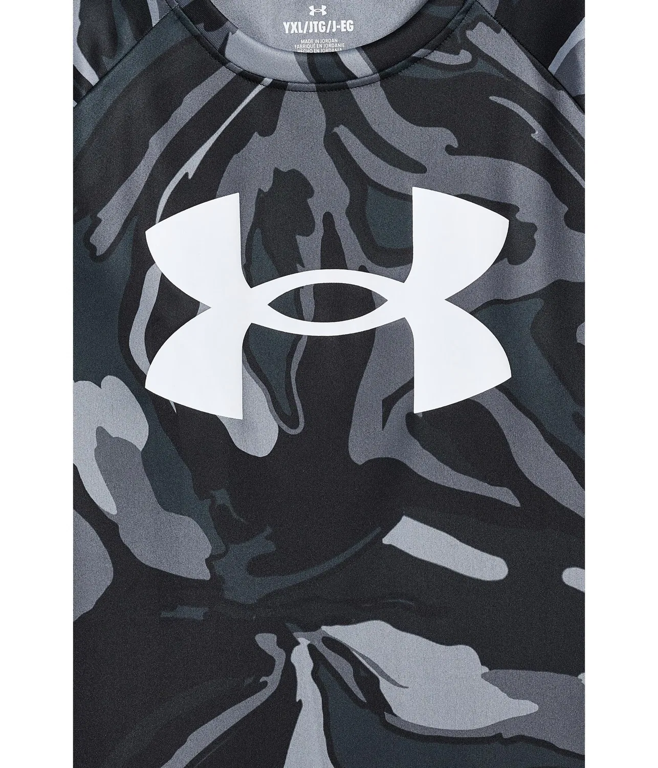 Футболка с коротким рукавом и большим логотипом Tech (для детей постарше) Under Armour Kids, Ultimate Black/White — фото 3