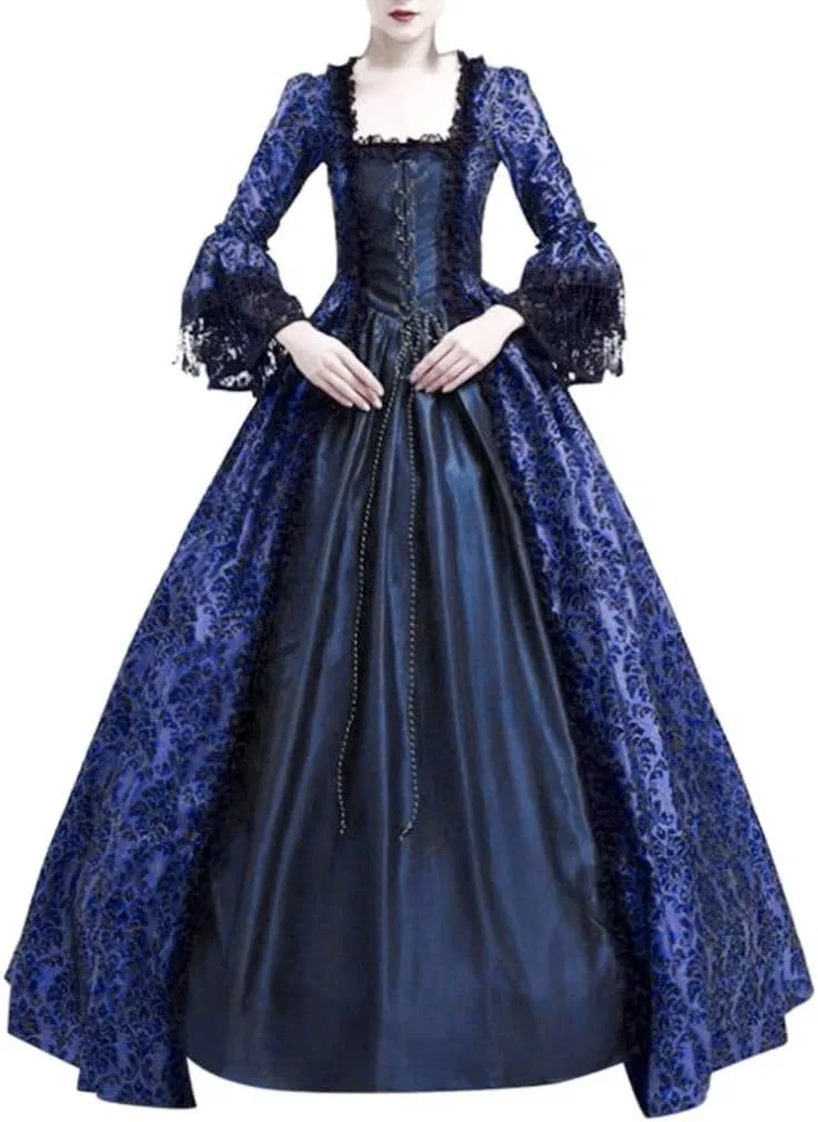 Женское платье-туника с кружевными рукавами-фонариками Victorian Rococo, Navy — фото 2