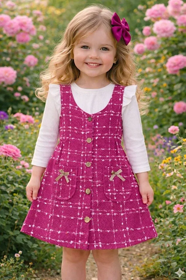 Детский комплект платье с блузой твид Plaid Kozadankids, Fluoria