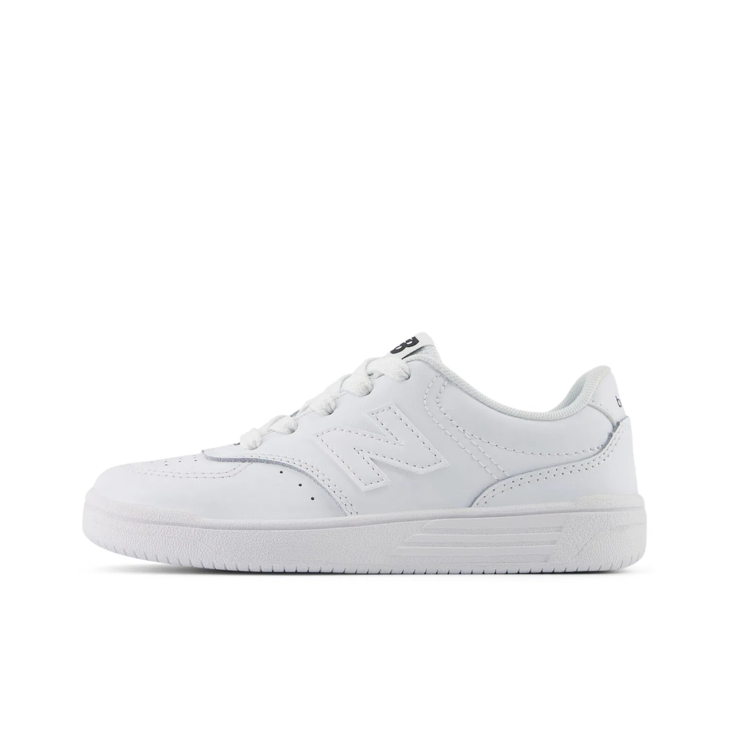 Детские кожаные кроссовки со шнуровкой New Balance, White/White — фото 3