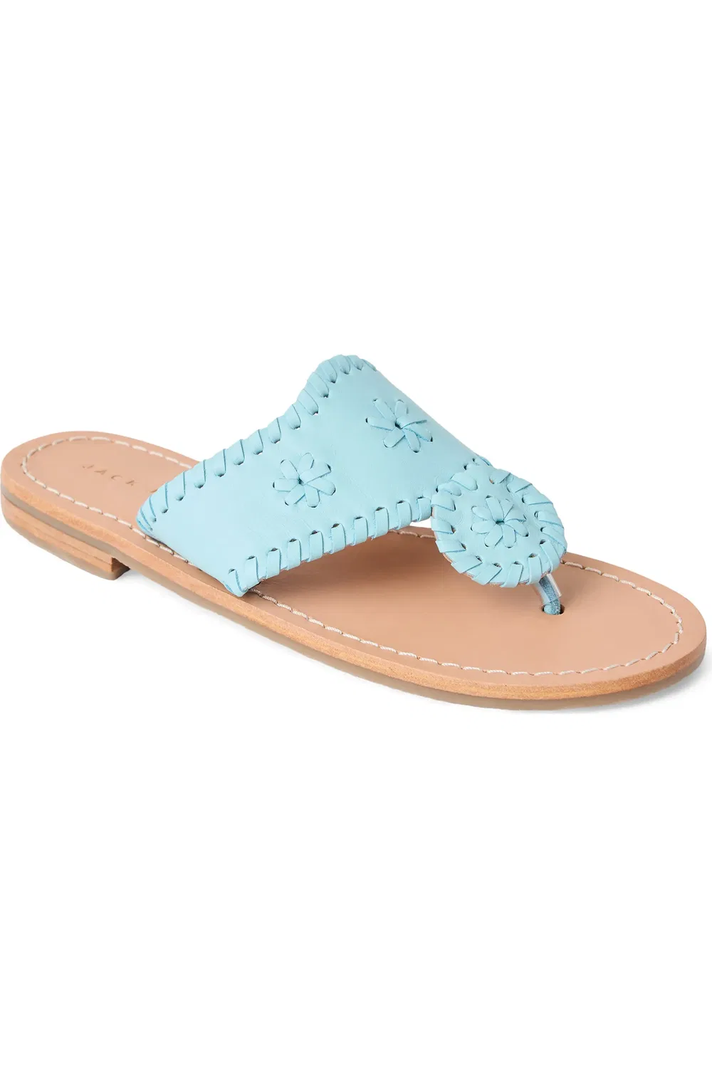Детские сандалии шлепанцы с кожаными ремешками Jacks Flip Flop Jack Rogers, светло-голубой