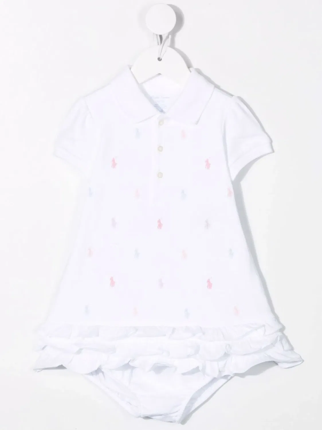 Хлопковое платье с вышитым логотипом Polo Ralph Lauren, белый — фото 4