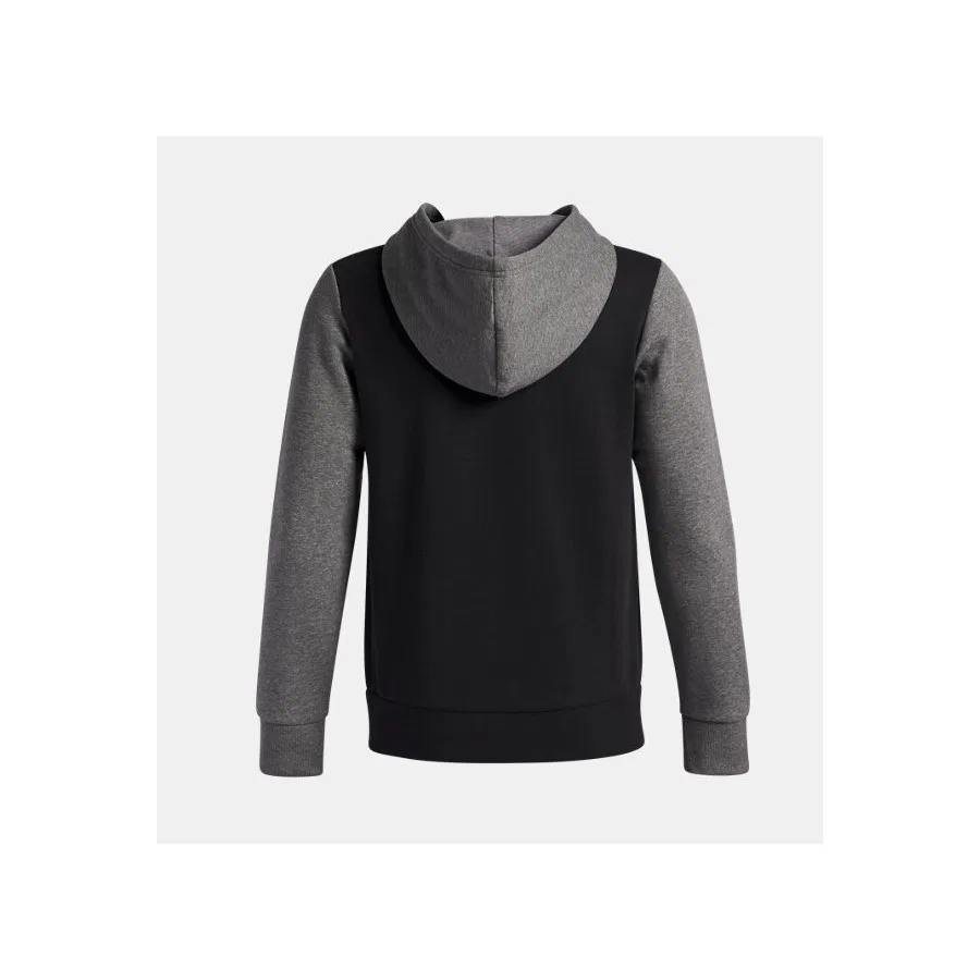 Детский худи с капюшоном и принтом UA Rival Fleece Colorblock Graphic Under Armour, Черный — фото 2