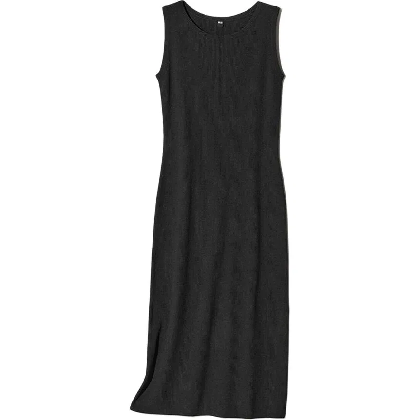 Платье без рукавов с круглым вырезом, UNIQLO, Black