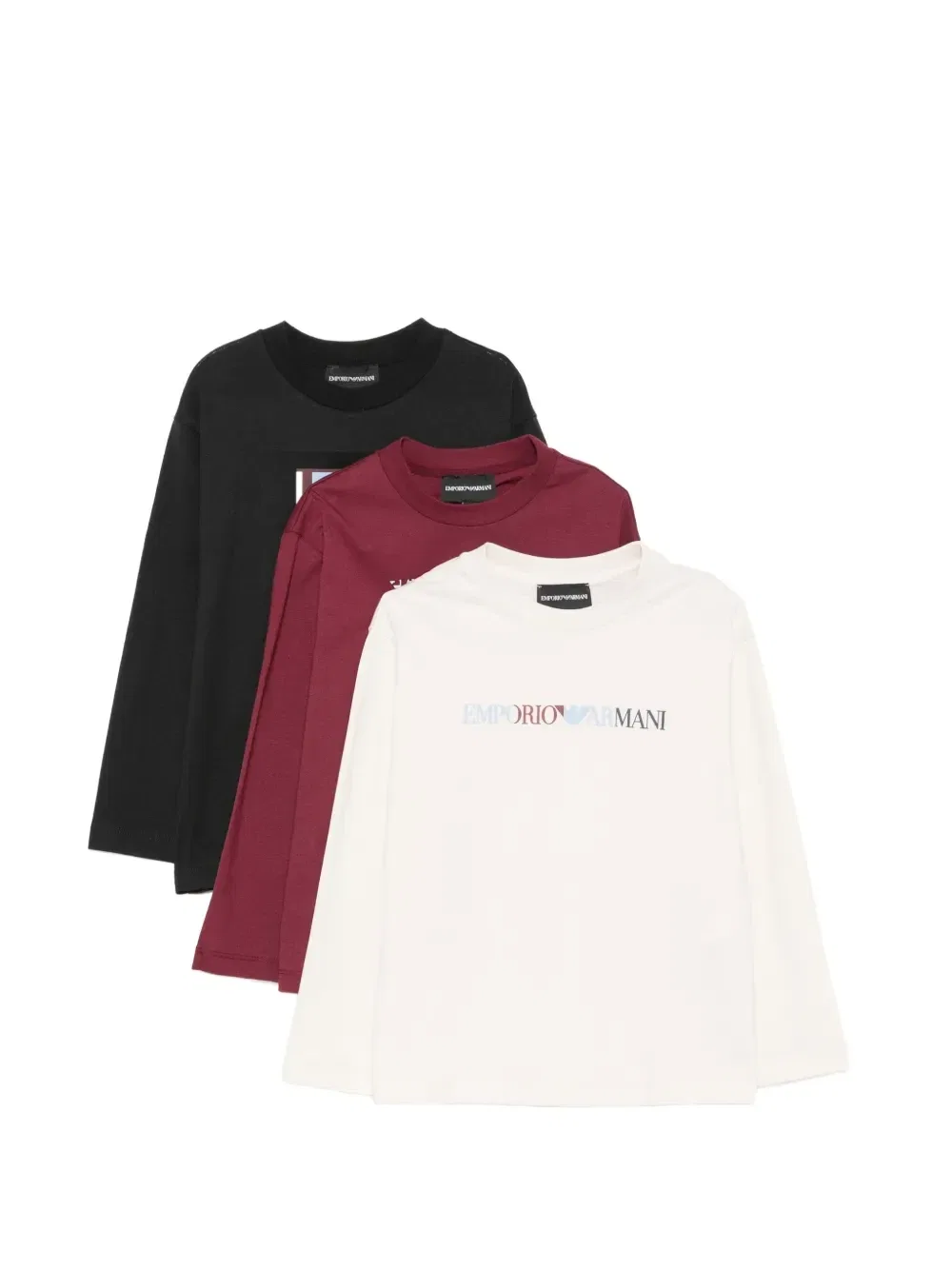 Футболка с длинным рукавом и логотипом (набор из трех штук) Emporio Armani Kids, черный